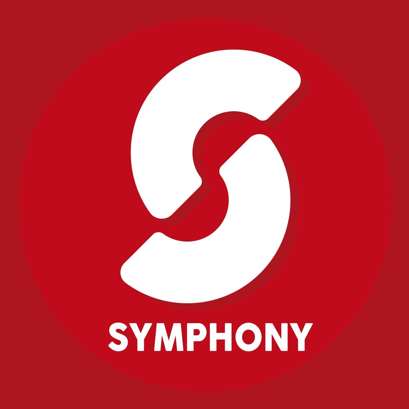 Symphony Creations supplied red and white logo